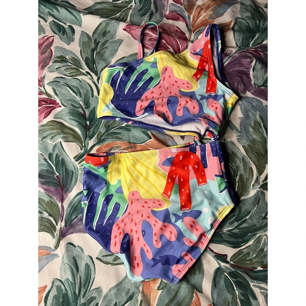 Carter's Little Girl's Colorful Absract One Sholder One Piece Swimsuit